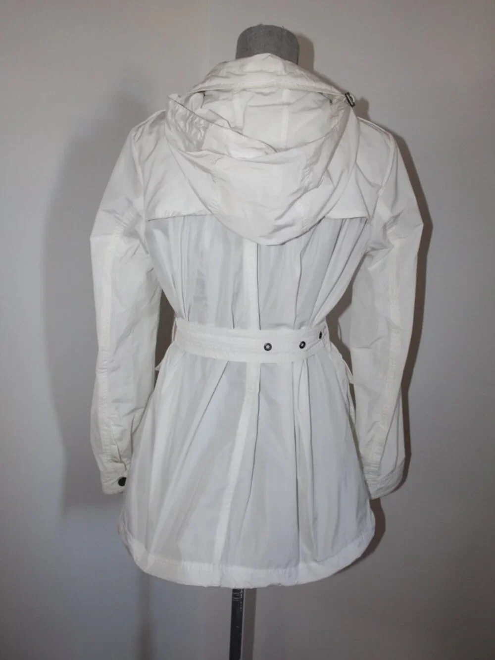 Burberry Brit White Removable Hooded Belted Trench Jacket Coat US 8 UK 10 IT 42 - Picture 5 of 14